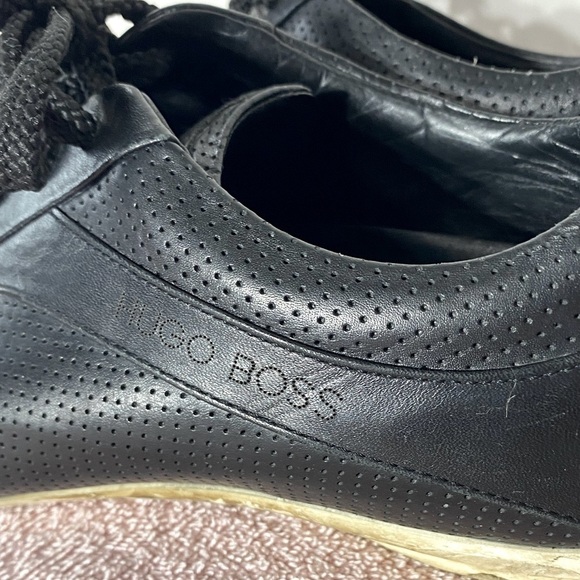 BOSS Hugo Boss Black Leather Low Top Trainers Sneakers 41 - Picture 12 of 15
